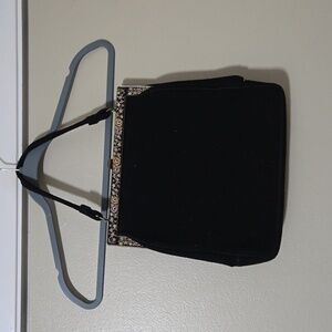 VINTAGE La France Needlepoint Black Hand Bag Purse